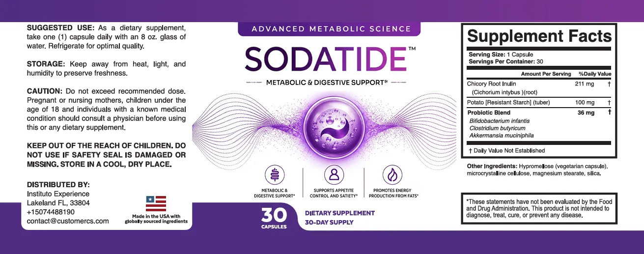 Sodatide label supplement facts panel